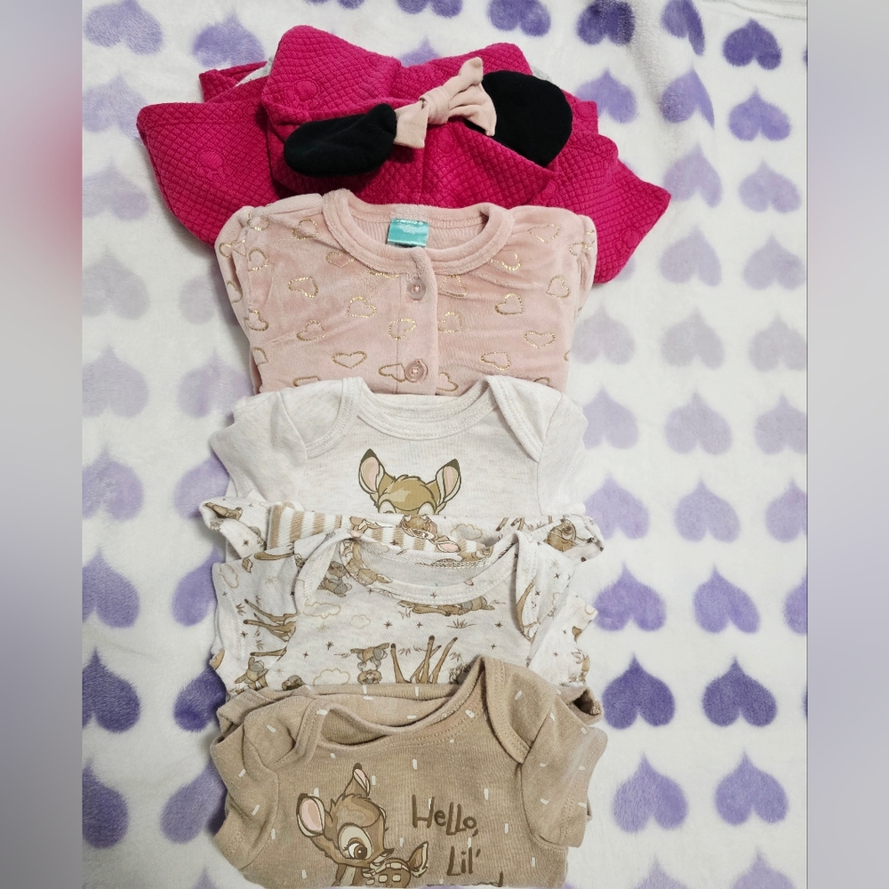"5 DISNEY BABY GIRL OUTFITS" ALL ARE SIZE: 3M